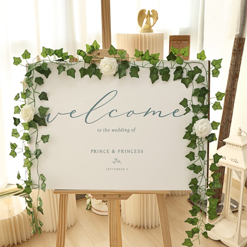 CEWOR 14 Pack 98 Feet Fake Ivy Leaves Artificial Garland Greenery Hanging Plant Vine for Bedroom Wall Decor Wedding Party Room Aesthetic Stuff - Image 3